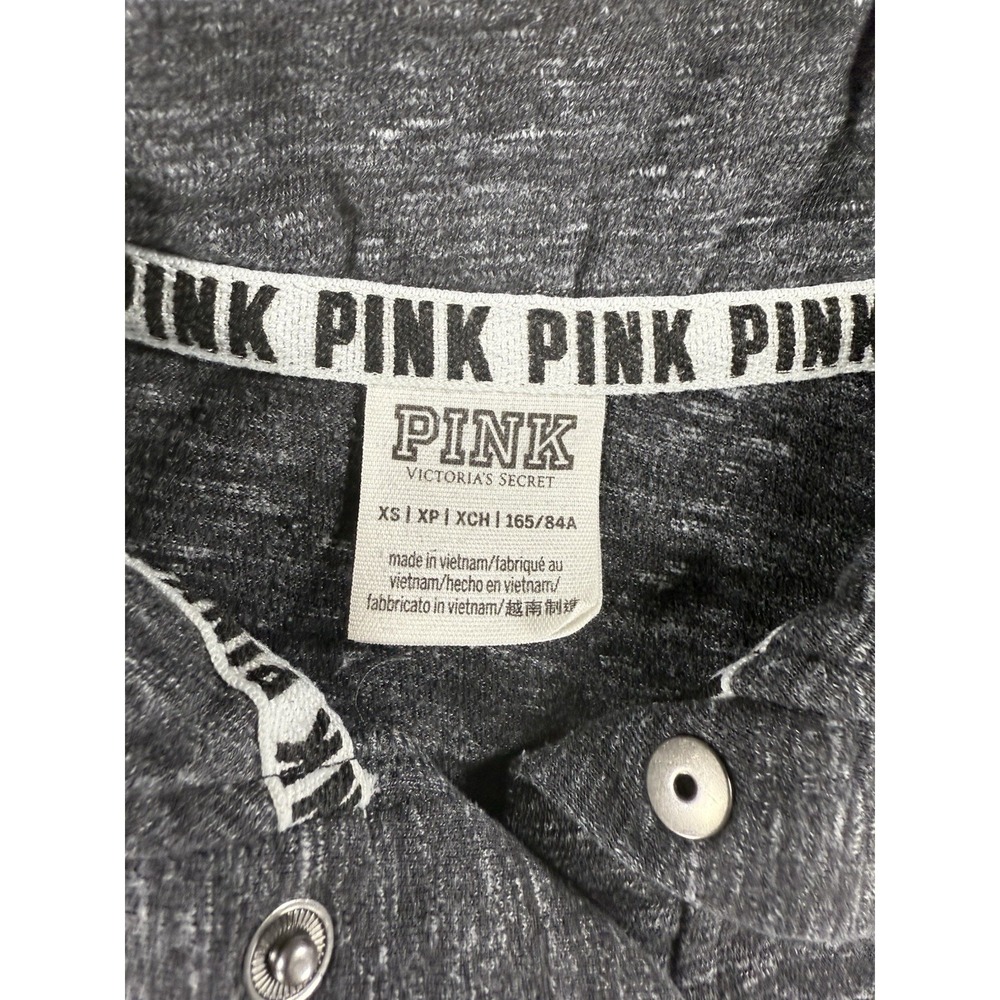 Victoria Secret PINK Women's Gray Cropped Pullover Hoodie XS Quarter Snap - Picture 3 of 6